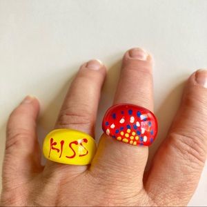2 - Trendy Acrylic Dome Rings